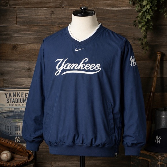 Nike Other - Vintage Y2K Nike New York Yankees Center Swoosh Dugout Pullover Jacket Mens XXL